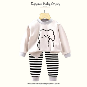 Toddler Kids Bear Stripe Longsleeve Pants Set