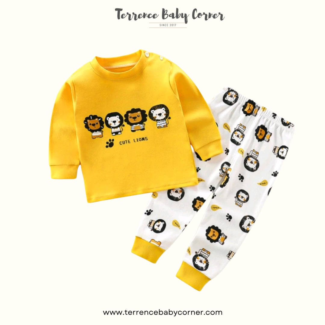 Toddler Kids Yellow Lion Longsleeve Pants Set