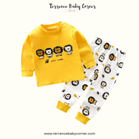Toddler Kids Yellow Lion Longsleeve Pants Set