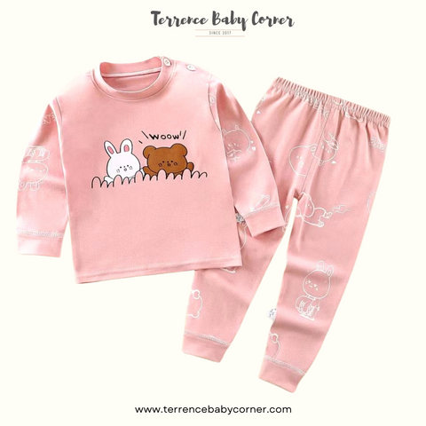 Toddler Kids Bunny Bear Longsleeve Pants Set