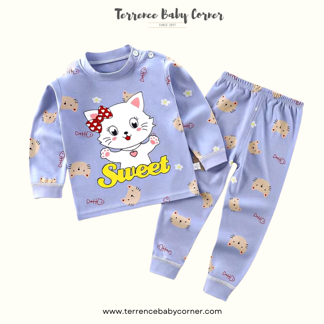 Toddler Kids Sweet Cat Longsleeve Pants Set
