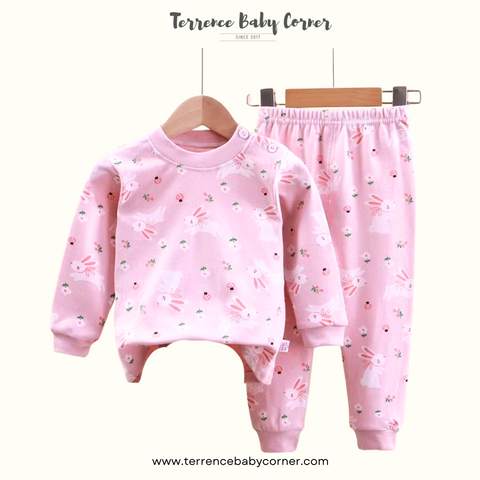 Toddler Kids Pink Bunny Longsleeve Pants Set
