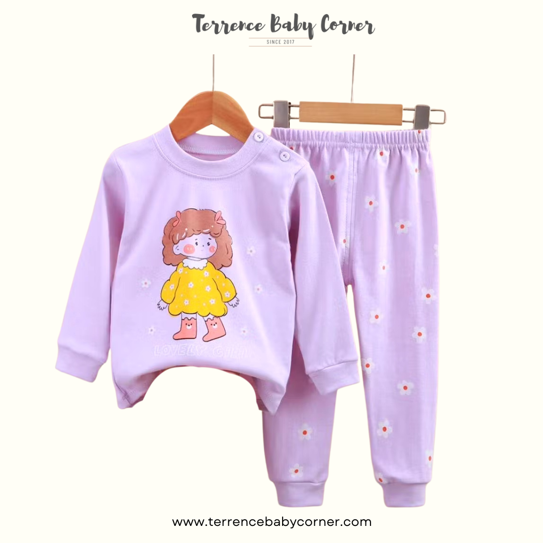 Toddler Kids Girl Purple Longsleeve Pants Set