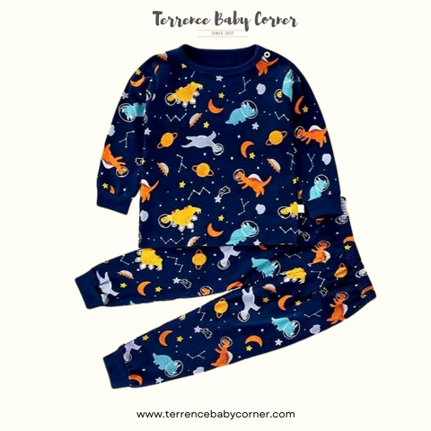 Toddler Kids Dino Galaxy Longsleeve Pants Set