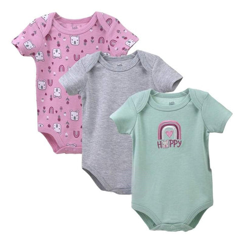 3pc Happy Infant Girl Bodysuit Set
