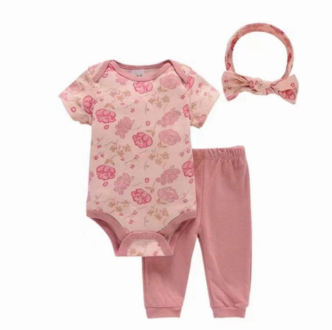 3piece Floral Bodysuit Pants Set