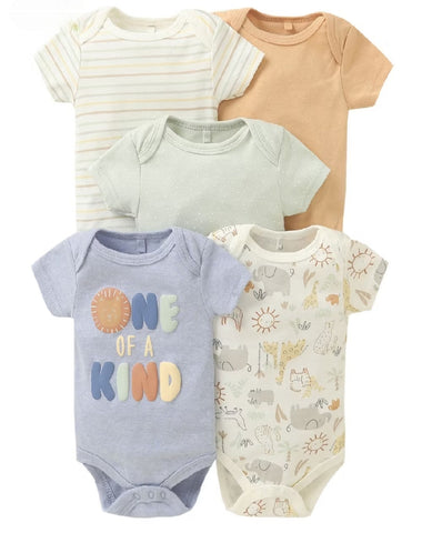 5pc One of a Kind Neutral Colors Unisex Bodysuit Set