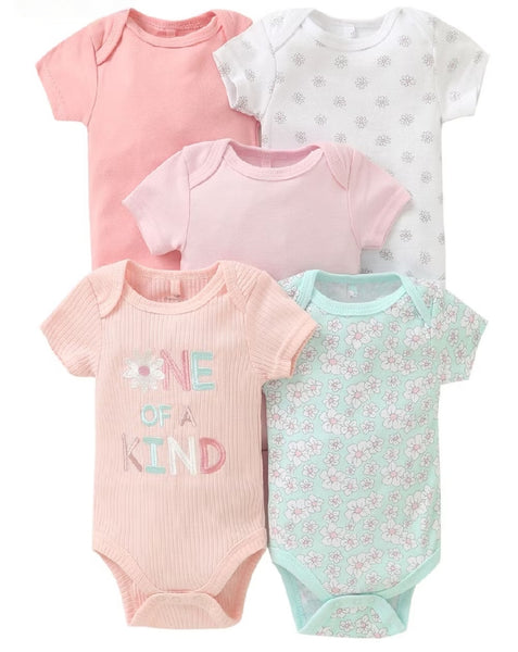 5pc One of a Kind Pink Infant Girl Bodysuit Set