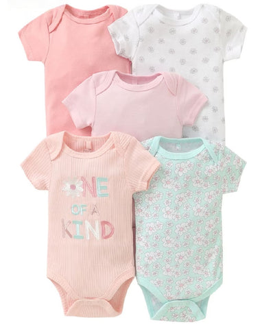 5pc One of a Kind Pink Infant Girl Bodysuit Set