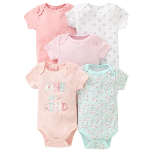 5pc One of a Kind Pink Infant Girl Bodysuit Set