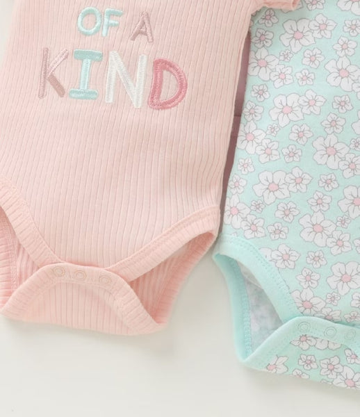 5pc One of a Kind Pink Infant Girl Bodysuit Set