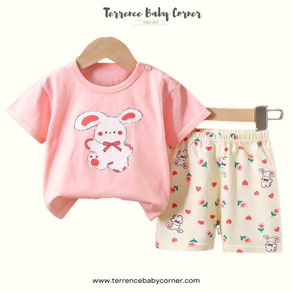 Toddler Kids Girl Cotton Tees & Short Terno
