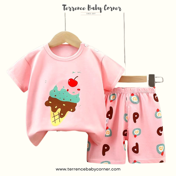 Toddler Kids Girl Cotton Tees & Short Terno