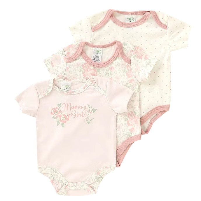3pc Mama's Girl Floral Peach Bodysuit Set