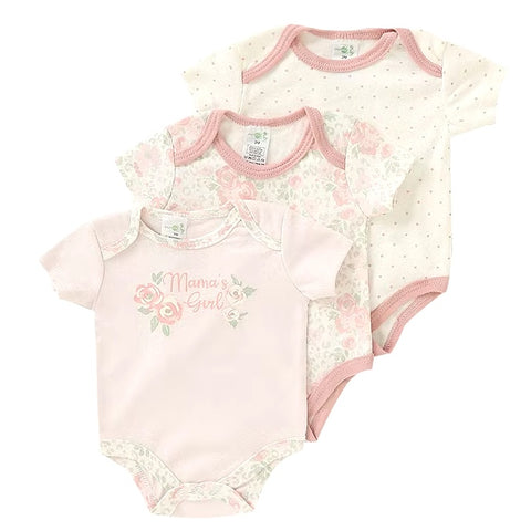 3pc Mama's Girl Floral Peach Bodysuit Set