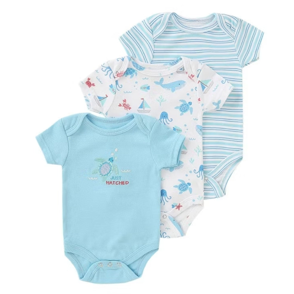 3-Piece Sea Animals Infant Baby Bodysuit Set