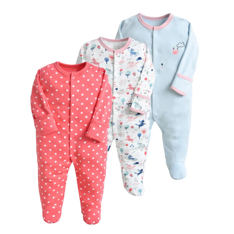 3-Piece M&P Unicorn Baby Girl Sleepsuit Set