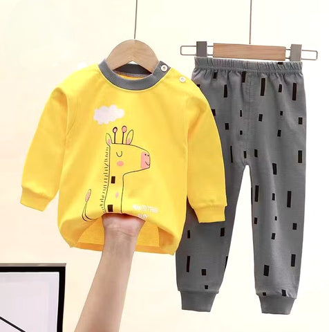 Giraffe Toddler Kids Sleepwear Terno