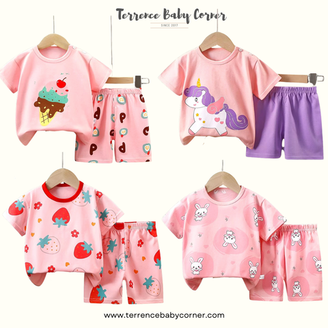 Toddler Kids Girl Cotton Tees & Short Terno