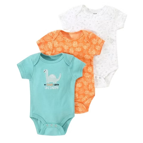 3pc Tropical Dinosaur Infant Baby Boy Bodysuit Set