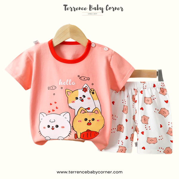 Toddler Kids Girl Cotton Tees & Short Terno