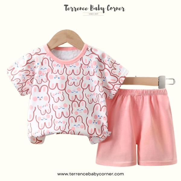 Toddler Kids Girl Cotton Tees & Short Terno