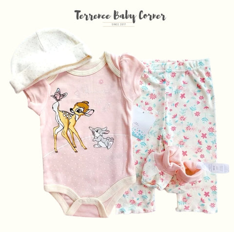 4pc Deer Peach Infant Girl Clothes Set