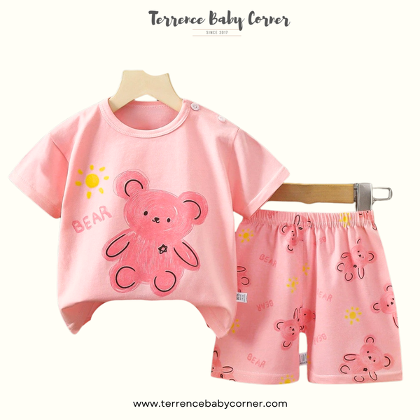 Toddler Kids Girl Cotton Tees & Short Terno