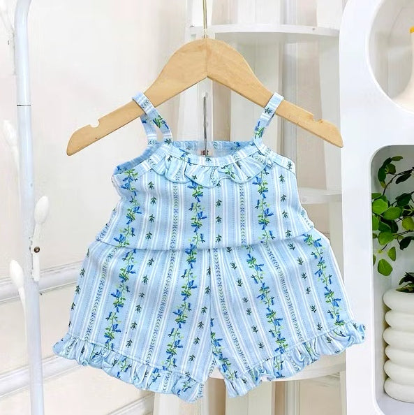 Toddler Kids Sleeveless Top Short Terno