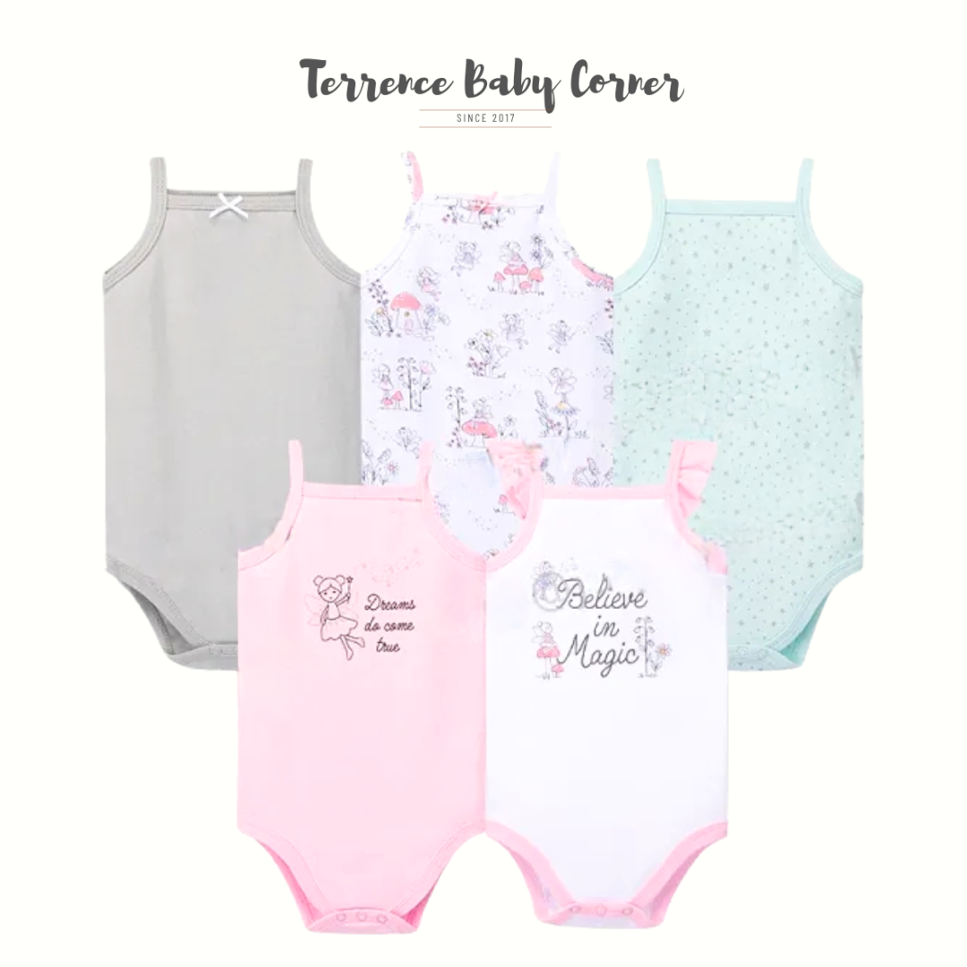 5pc Believe in Magic Sleeveless Infant Girl Bodysuit Set