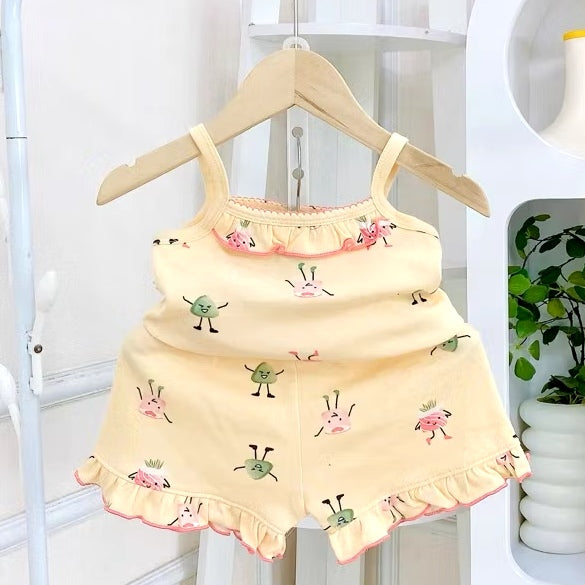 Toddler Kids Sleeveless Top Short Terno