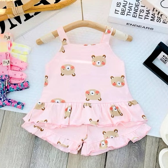 Infant Girl Toddler Kids Sleeveless Top Short Set