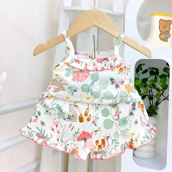 Toddler Kids Sleeveless Top Short Terno