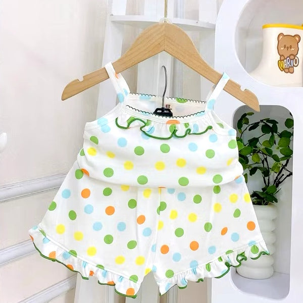 Toddler Kids Sleeveless Top Short Terno