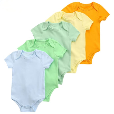 5pc Plain Bright Colors Infant Unisex Bodysuit Set