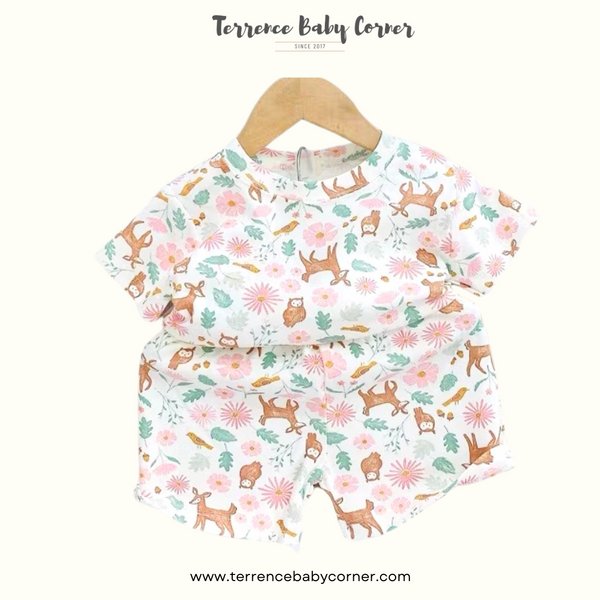 Toddler Kids Girl Cotton Tees & Short Set