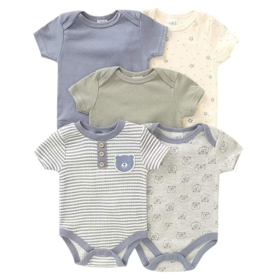 5-Piece Baby Bear Infant Baby Bodysuit Set