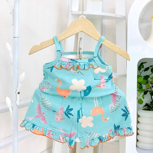 Toddler Kids Sleeveless Top Short Terno