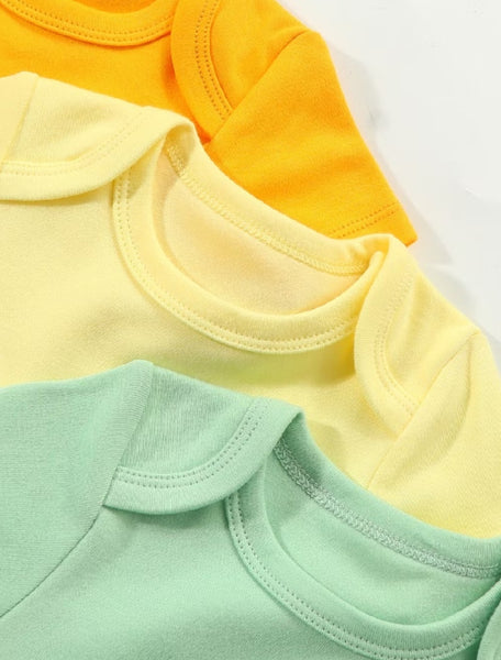 5pc Plain Bright Colors Infant Unisex Bodysuit Set
