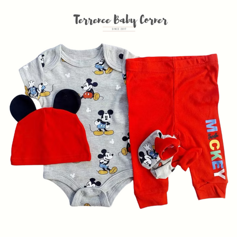 4pc Red Mickey Infant Clothes Set