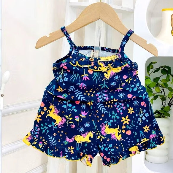 Toddler Kids Sleeveless Top Short Terno