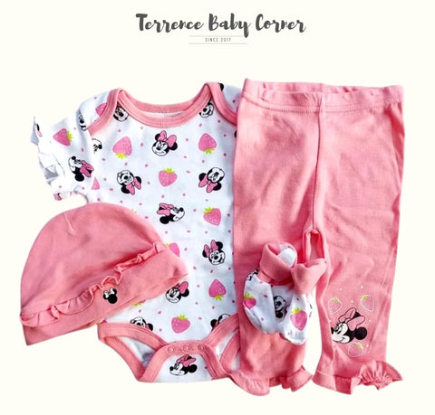 4pc Minnie Peach Infant Girl Clothes Set