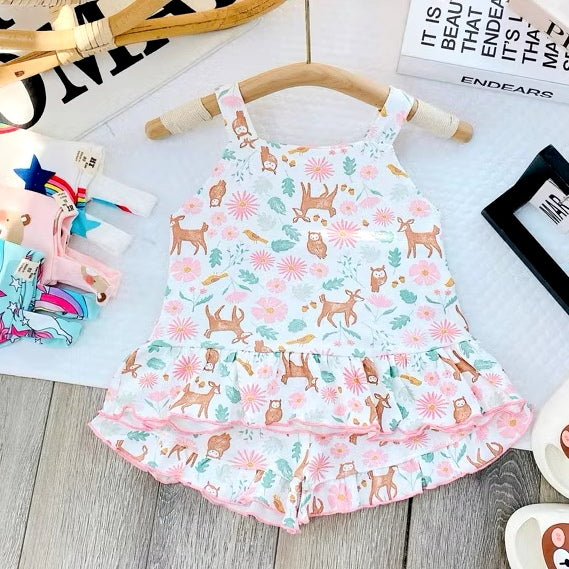 Infant Girl Toddler Kids Sleeveless Top Short Set