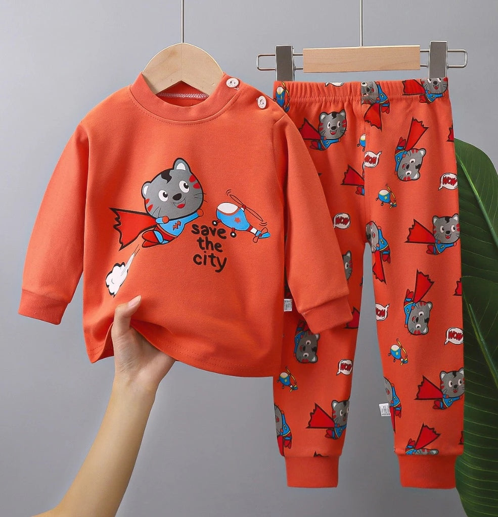 Toddler Kids Baby Boy Longsleeve Sleepwear Terno Set