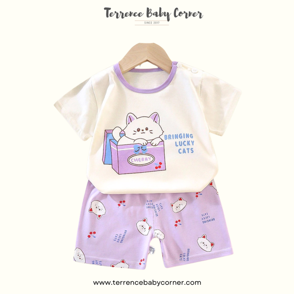 Toddler Kids Girl Cotton Tees & Short Terno