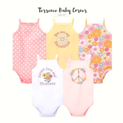 5pc You Are My Sunshine Sleeveless Bodysuit Set