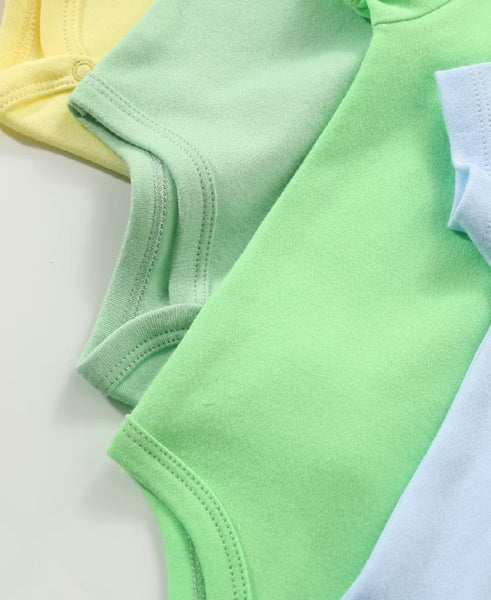 5pc Plain Bright Colors Infant Unisex Bodysuit Set
