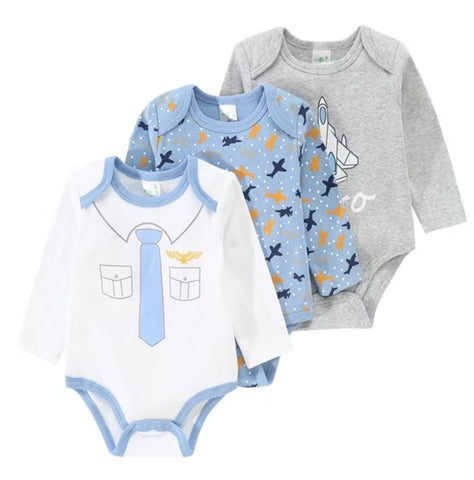3pc Pilot Infant Baby Boy Bodysuit Set