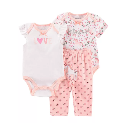 3pc Infant Girl Magical Unicorn Bodysuit Pants Set