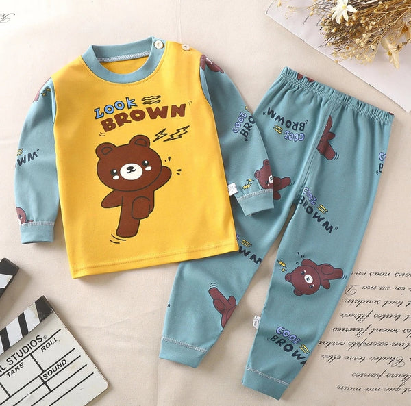 Toddler Kids Baby Boy Longsleeve Sleepwear Terno Set